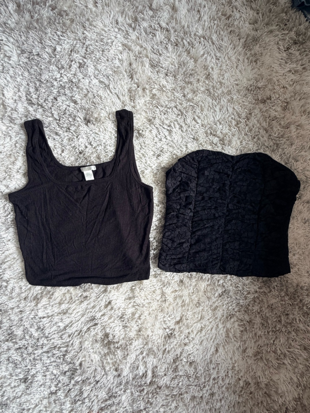 Black Ribbed Tank & Lace Top Bundle